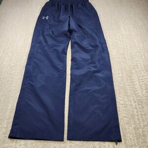Under Armour Track Pants Men Small Storm Woven Ankle Zip Blue Water Resistant